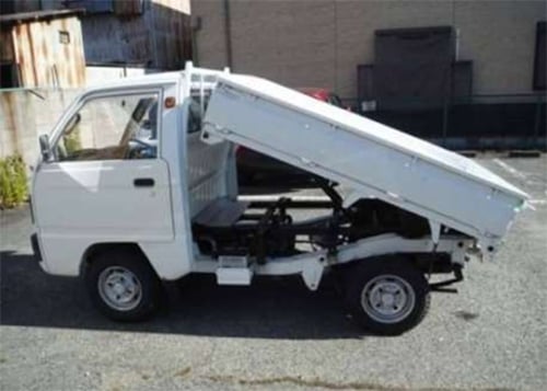 White JDM 1988 Suzuki Carry dump truck in pristine condition