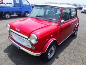 Red Rover Mini, Classic Mini Red, Rover Mini Import, Japanese Car Auctions, Importing Classic Minis, Used Rover Mini, Classic Mini for Sale, Rover Mini Japan, Red Classic Mini, Japan Car Direct